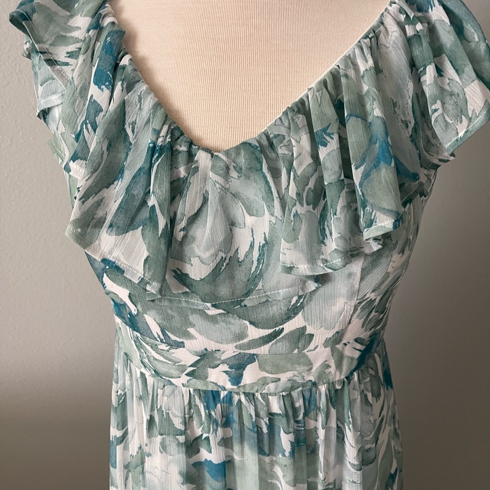 Calvin Klein Teal and White Floral Maxi Dress - Picture 2 of 7